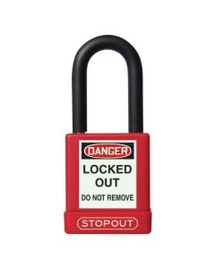 STOPOUT® Plastic Body Aluminum Padlocks With Dielectric Poly-Wrap Steel Shackle